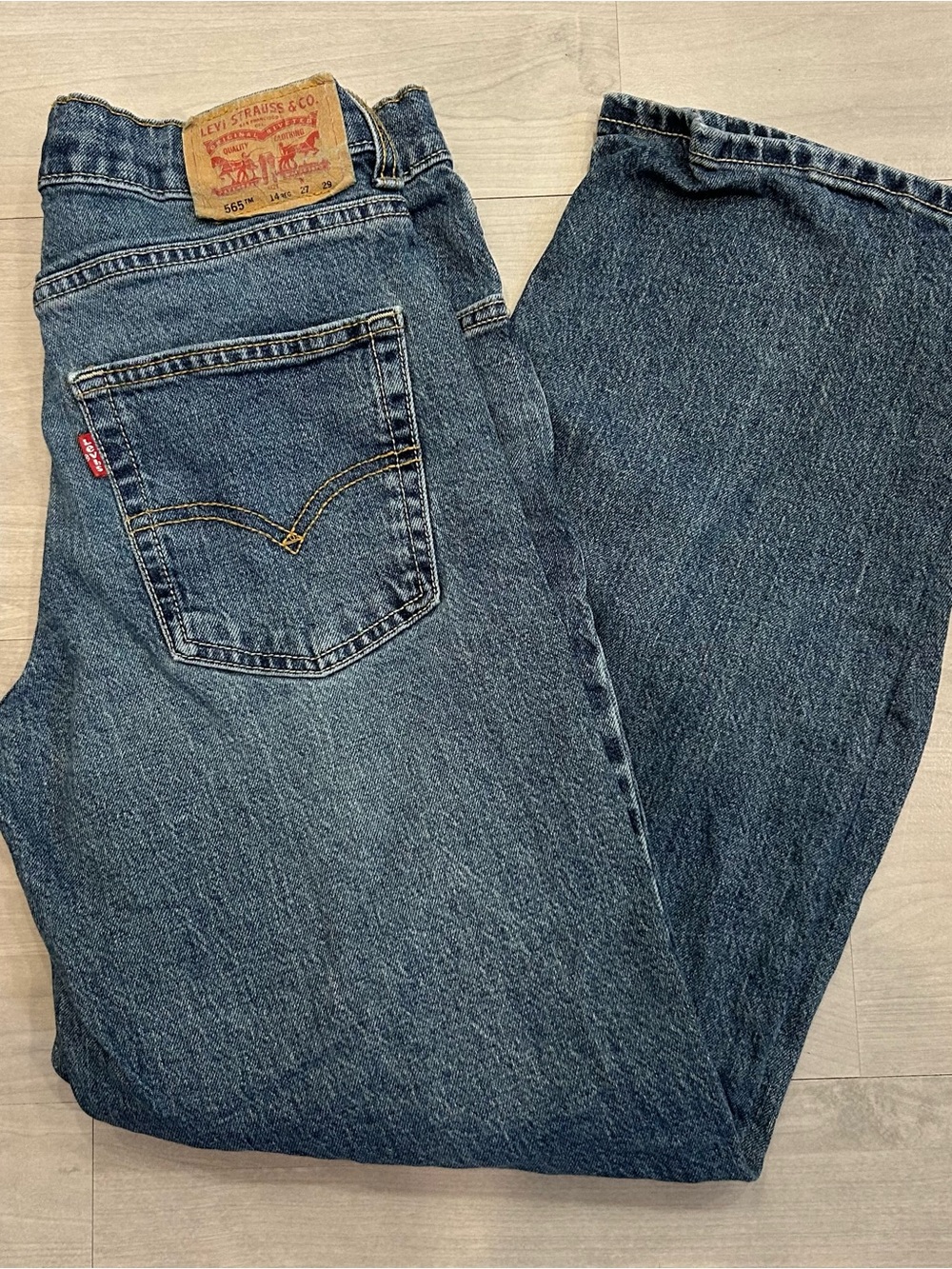 Levi’s 565 Loose Straight Jeans Boys 14 W27 L29 Blue Denim